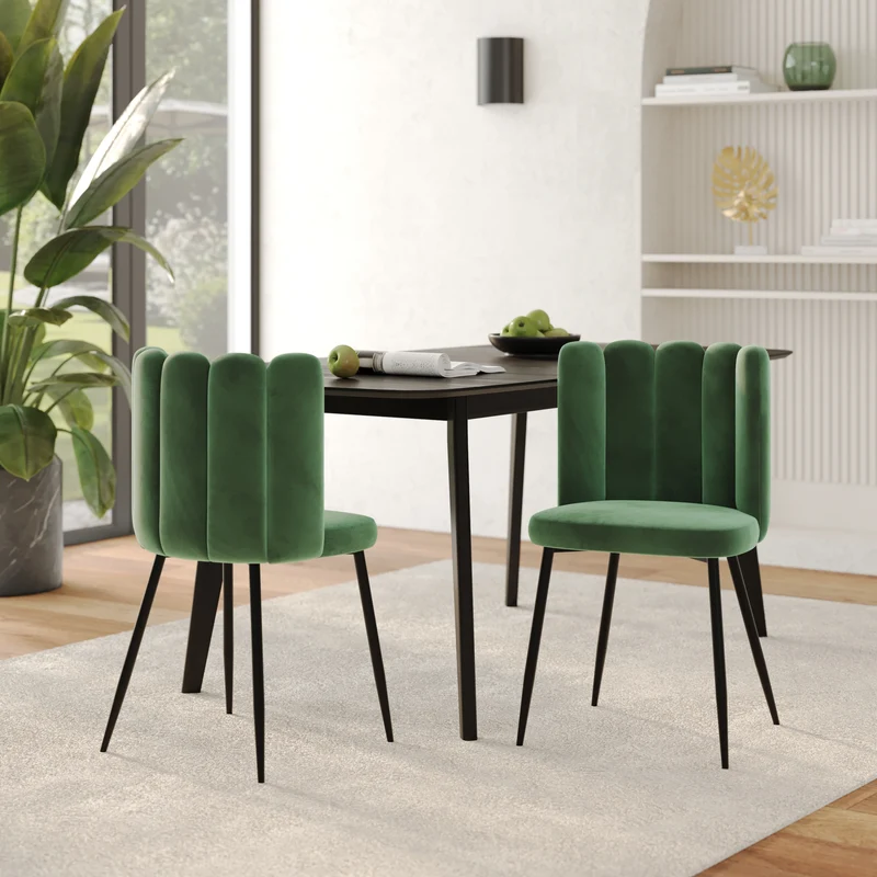 Chaise Rosy en velours vert (lot de 2)