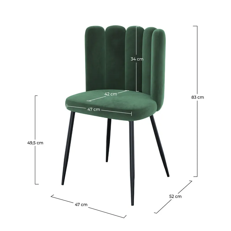 Chaise Rosy en velours vert (lot de 2)