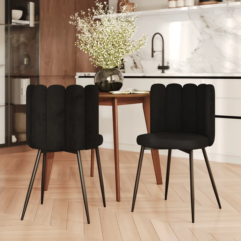 Chaise Rosy en velours noir (lot de 2)