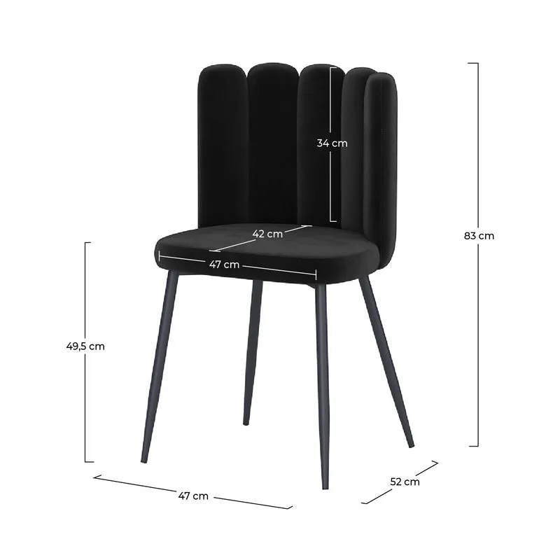 Chaise Rosy en velours noir (lot de 2)