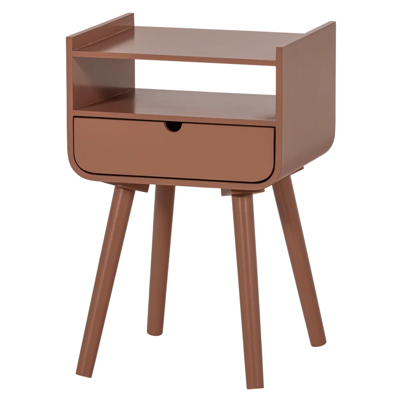 Nils nachtkastje/bijzettafel hout oudroze