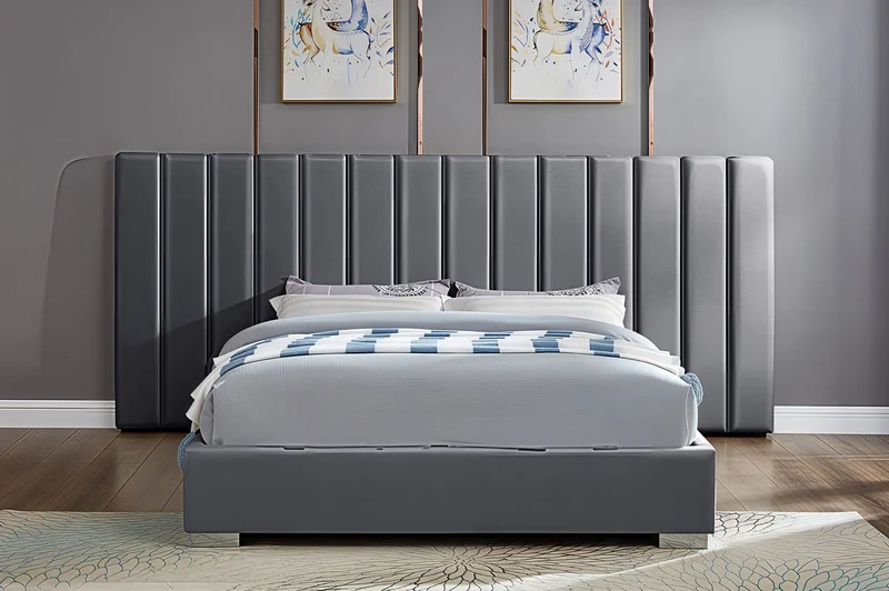 VALERION GRAND™ – EXTENDED PANEL VELVET PLATFORM BED – T2379