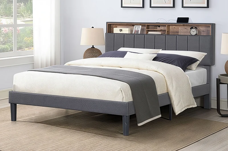LYXON™ SMART STORAGE PLATFORM BED WITH SHELVING & USB – T2178