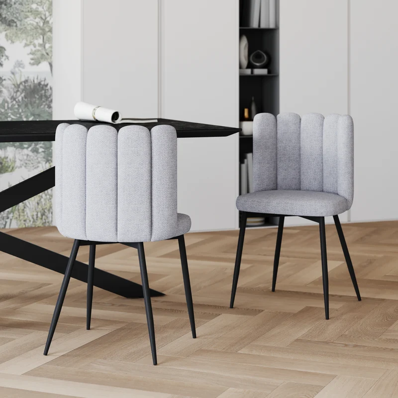 Chaise Rosy en tissu gris (lot de 2)