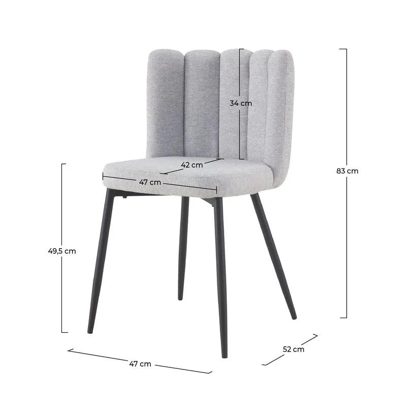 Chaise Rosy en tissu gris (lot de 2)