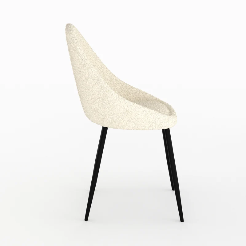 Chaise Rona en tissu bouclé blanc cassé (lot de 2)