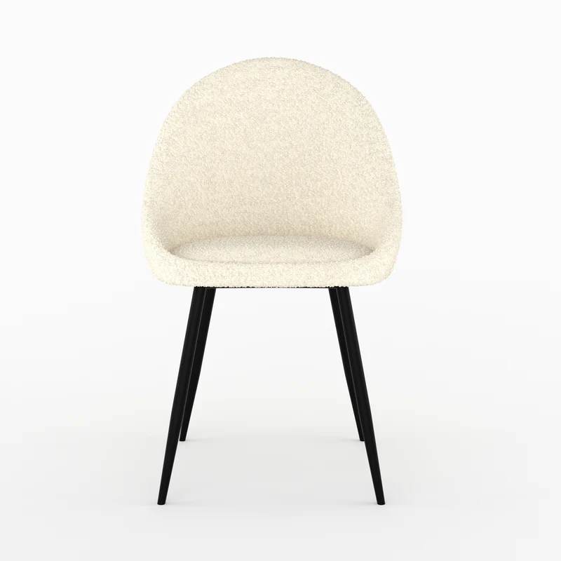 Chaise Rona en tissu bouclé blanc cassé (lot de 2)