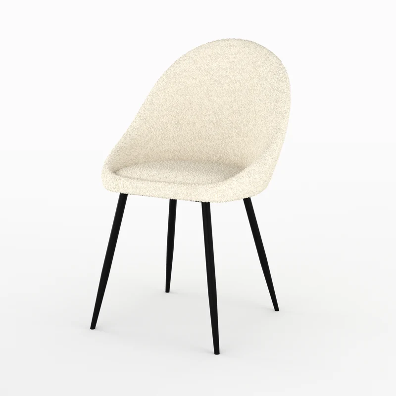 Chaise Rona en tissu bouclé blanc cassé (lot de 2)