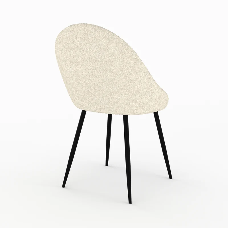 Chaise Rona en tissu bouclé blanc cassé (lot de 2)