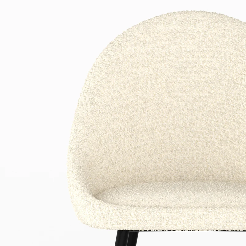Chaise Rona en tissu bouclé blanc cassé (lot de 2)