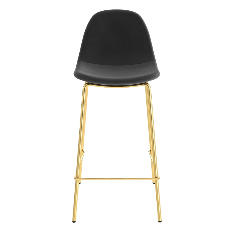 Chaise pour îlot central Henrik en velours noir, doré 65 cm (lot de 2)