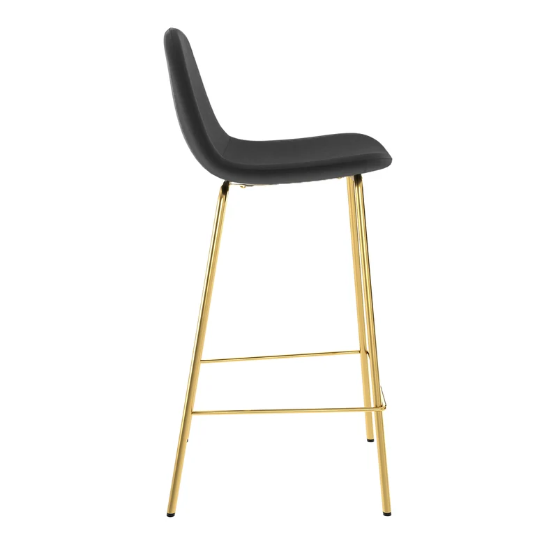 Chaise pour îlot central Henrik en velours noir, doré 65 cm (lot de 2)