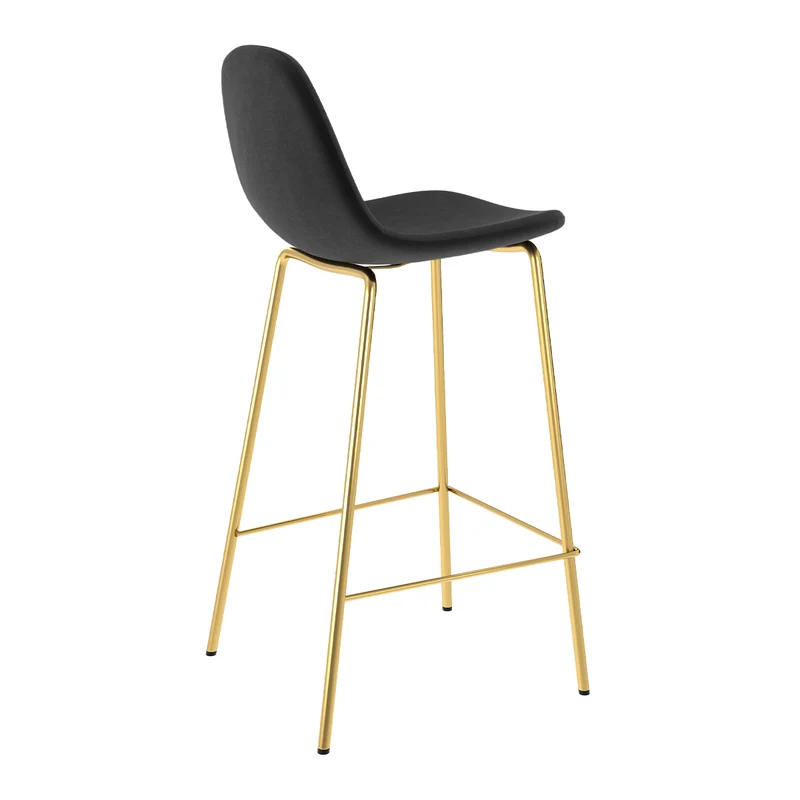 Chaise pour îlot central Henrik en velours noir, doré 65 cm (lot de 2)