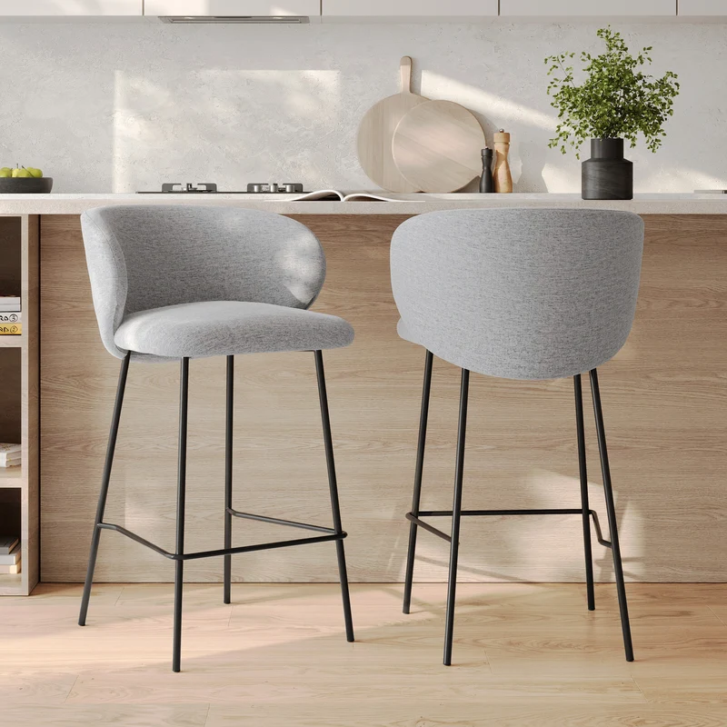 Chaise pour îlot central Victoria en tissu gris clair 67 cm (lot de 2)