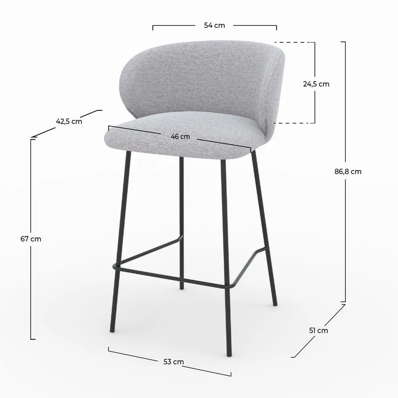 Chaise pour îlot central Victoria en tissu gris clair 67 cm (lot de 2)