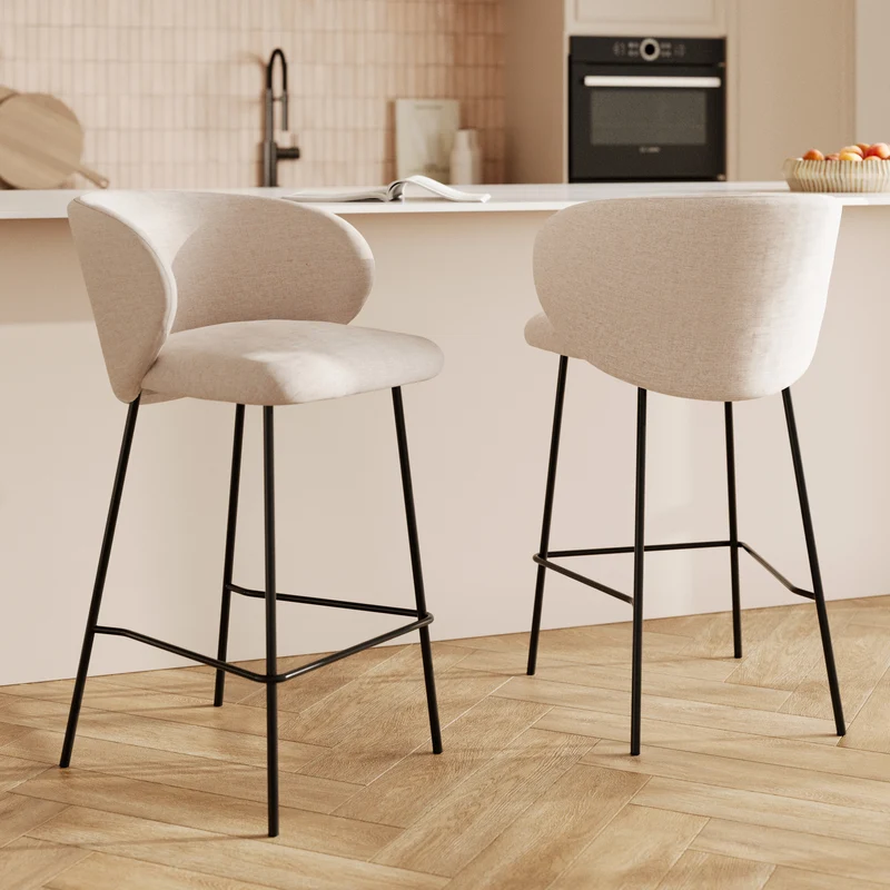 Chaise pour îlot central Victoria en tissu beige 67 cm (lot de 2)