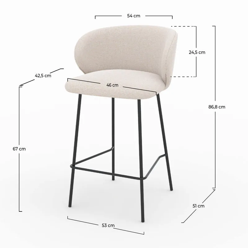 Chaise pour îlot central Victoria en tissu beige 67 cm (lot de 2)