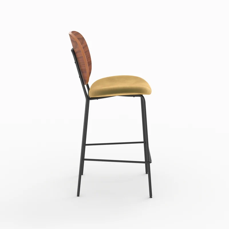Chaise pour îlot central Simone 65,5 cm en velours jaune (lot de 2)