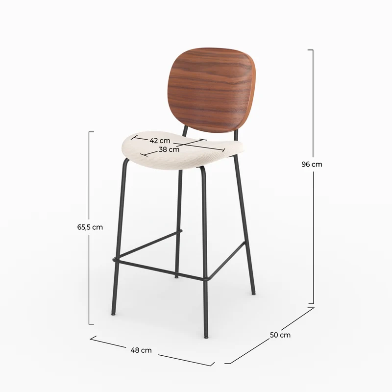 Chaise pour îlot central Simone 65,5 cm en tissu beige (lot de 2)