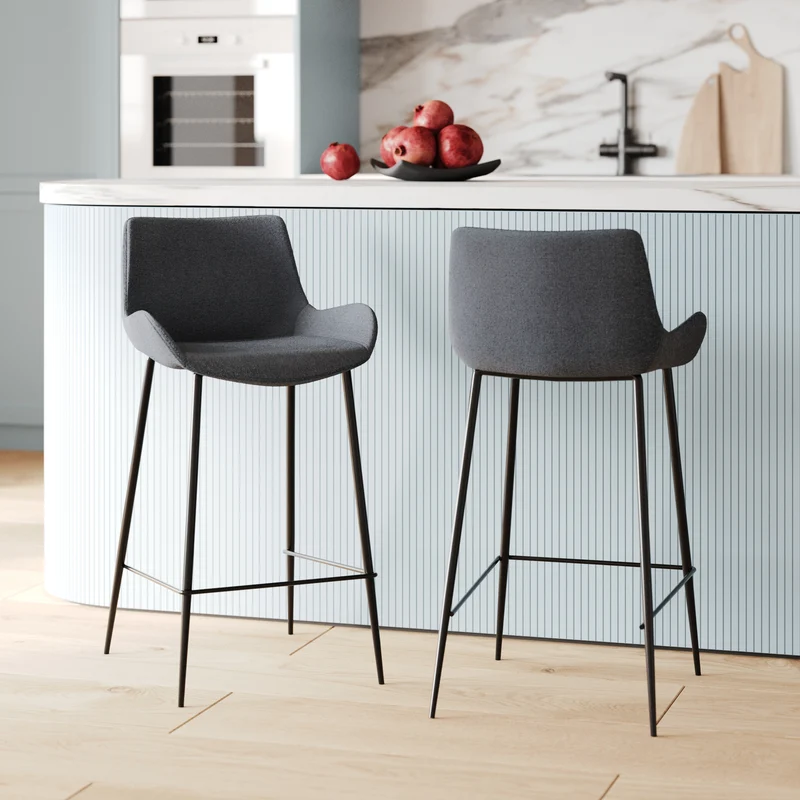Chaise pour îlot central Pirata en tissu gris 65cm (lot de 2)