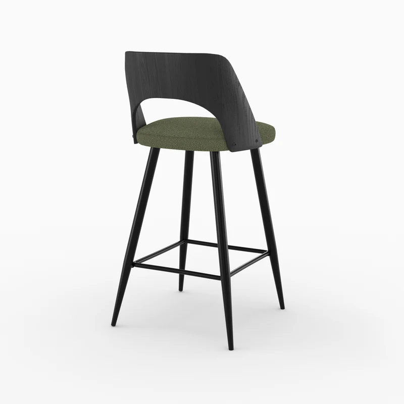 Chaise pour îlot central Mindy tissu bouclé vert kaki 66 cm (lot de 2)