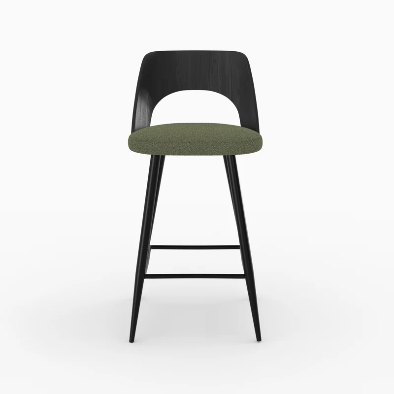 Chaise pour îlot central Mindy tissu bouclé vert kaki 66 cm (lot de 2)