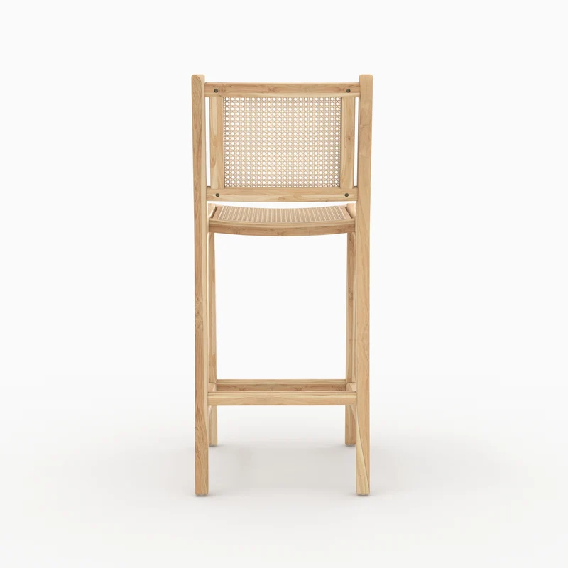Chaise pour îlot central Kyla en teck et rotin 66,5 cm (lot de 2)