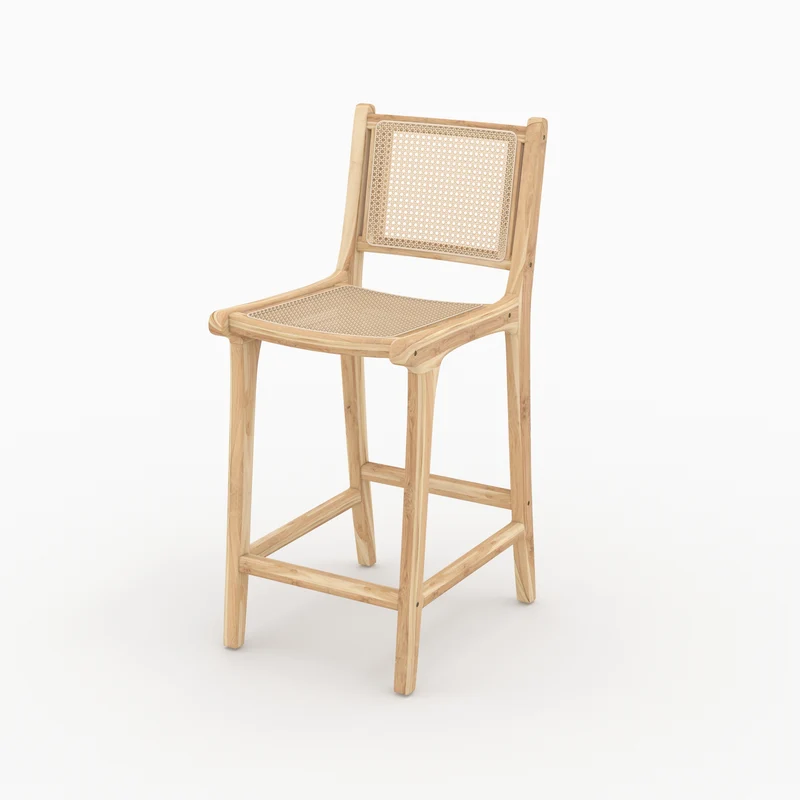 Chaise pour îlot central Kyla en teck et rotin 66,5 cm (lot de 2)