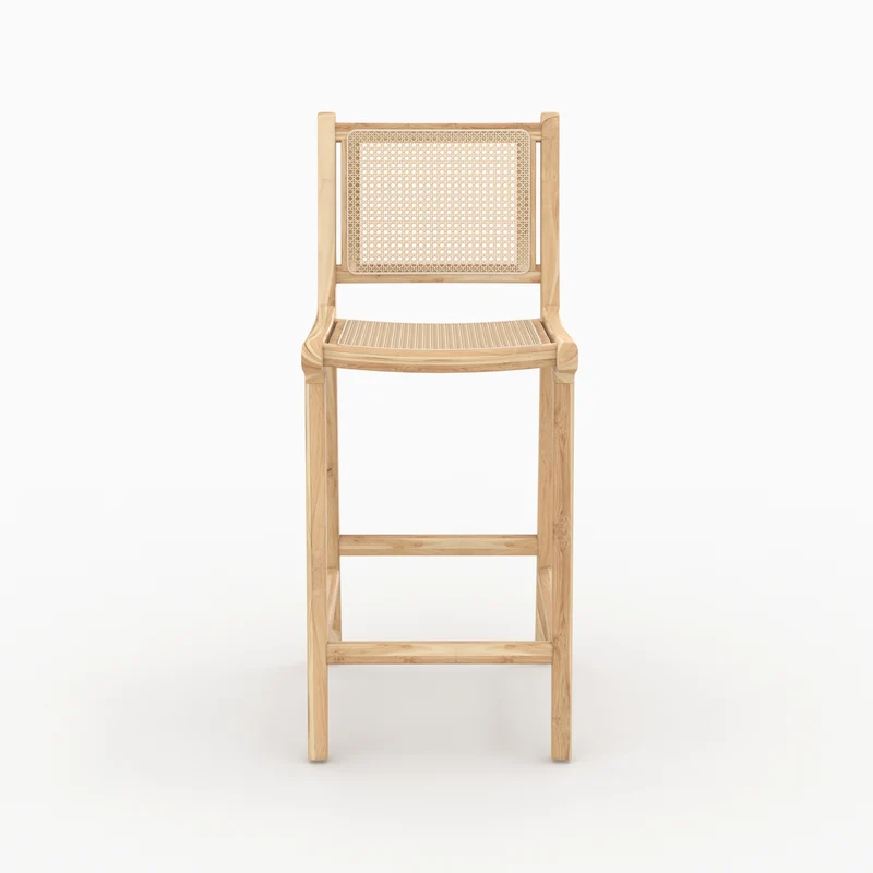 Chaise pour îlot central Kyla en teck et rotin 66,5 cm (lot de 2)