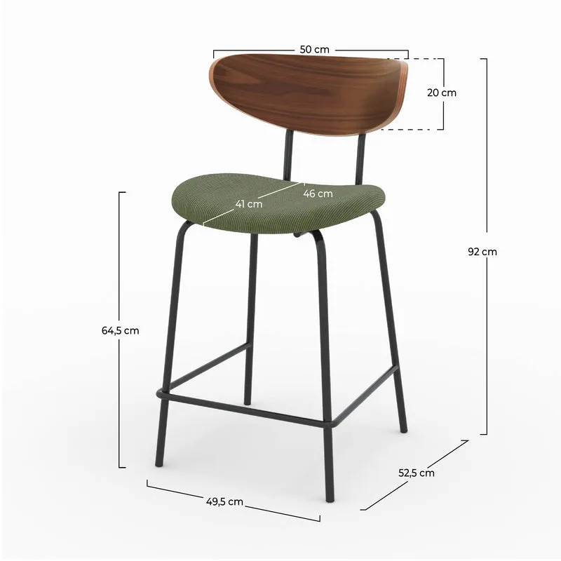 Chaise pour îlot central Jade en velours côtelé vert kaki 64.5 cm (lot de 2)