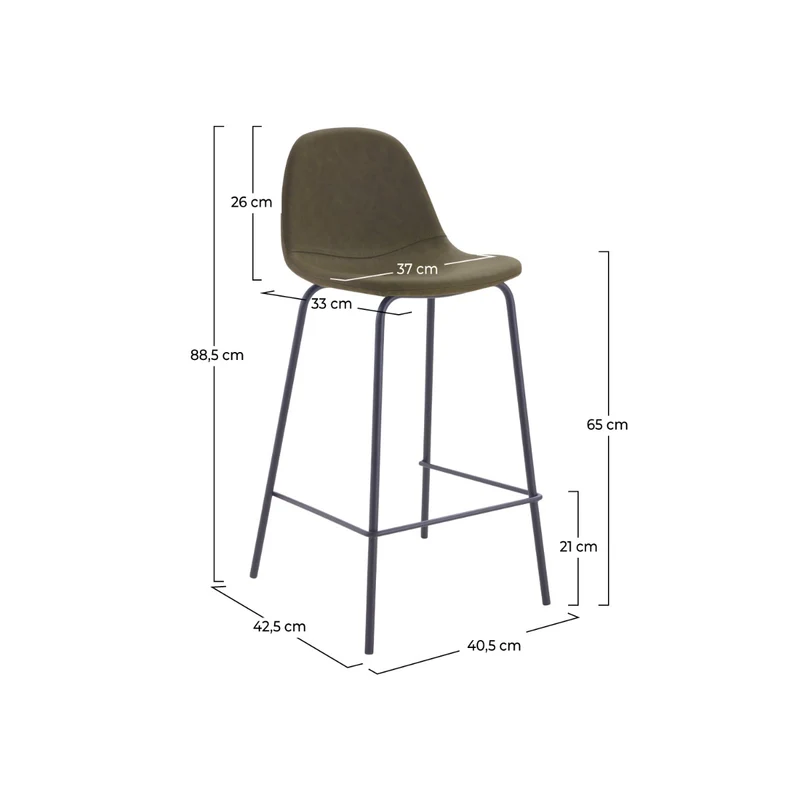 Chaise pour îlot central Henrik en cuir synthétique vert kaki 65 cm (lot de 2)