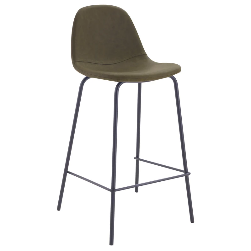 Chaise pour îlot central Henrik en cuir synthétique vert kaki 65 cm (lot de 2)