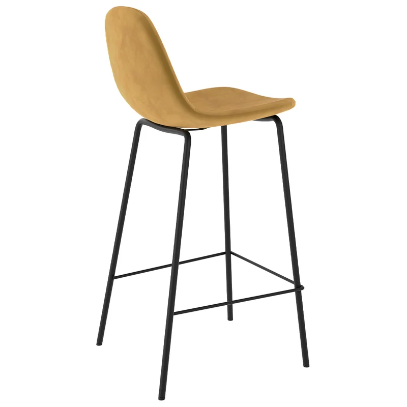 Chaise pour îlot central Henrik en velours jaune 65 cm (lot de 2)