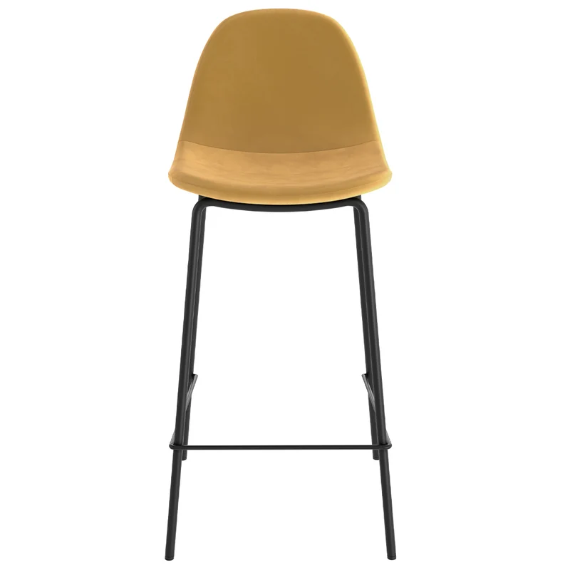 Chaise pour îlot central Henrik en velours jaune 65 cm (lot de 2)