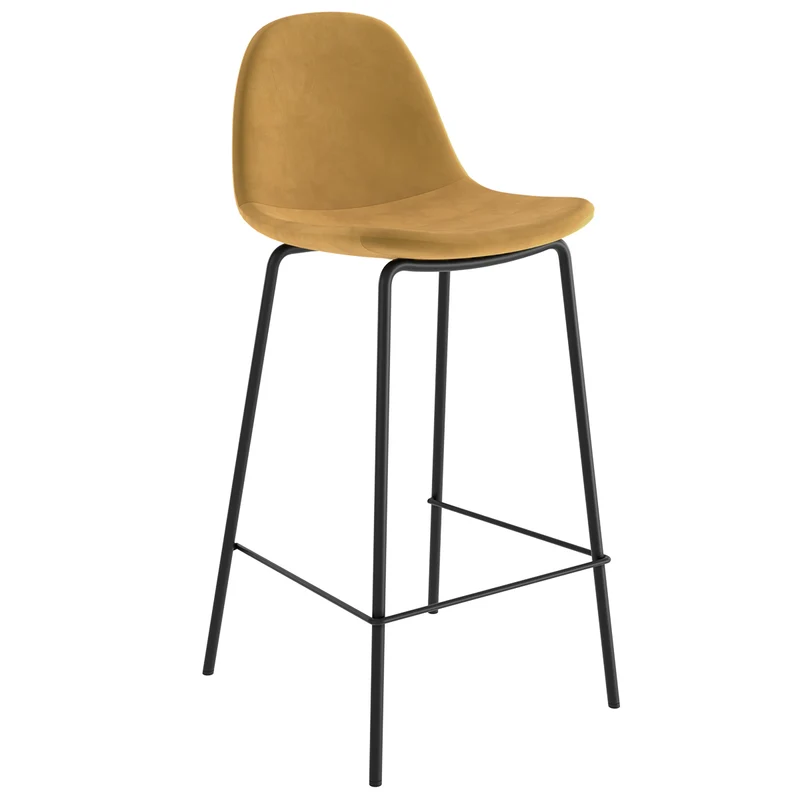 Chaise pour îlot central Henrik en velours jaune 65 cm (lot de 2)