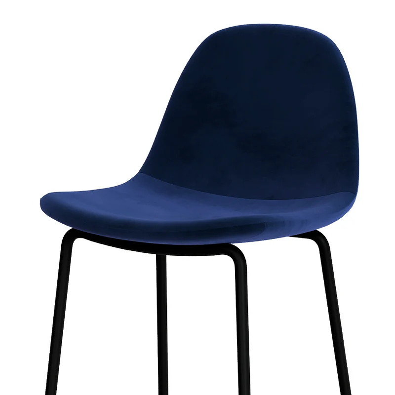 Chaise pour îlot central Henrik en velours bleu foncé 65 cm (lot de 2)