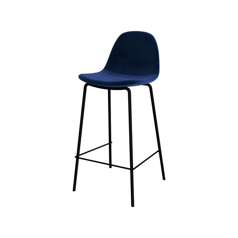 Chaise pour îlot central Henrik en velours bleu foncé 65 cm (lot de 2)