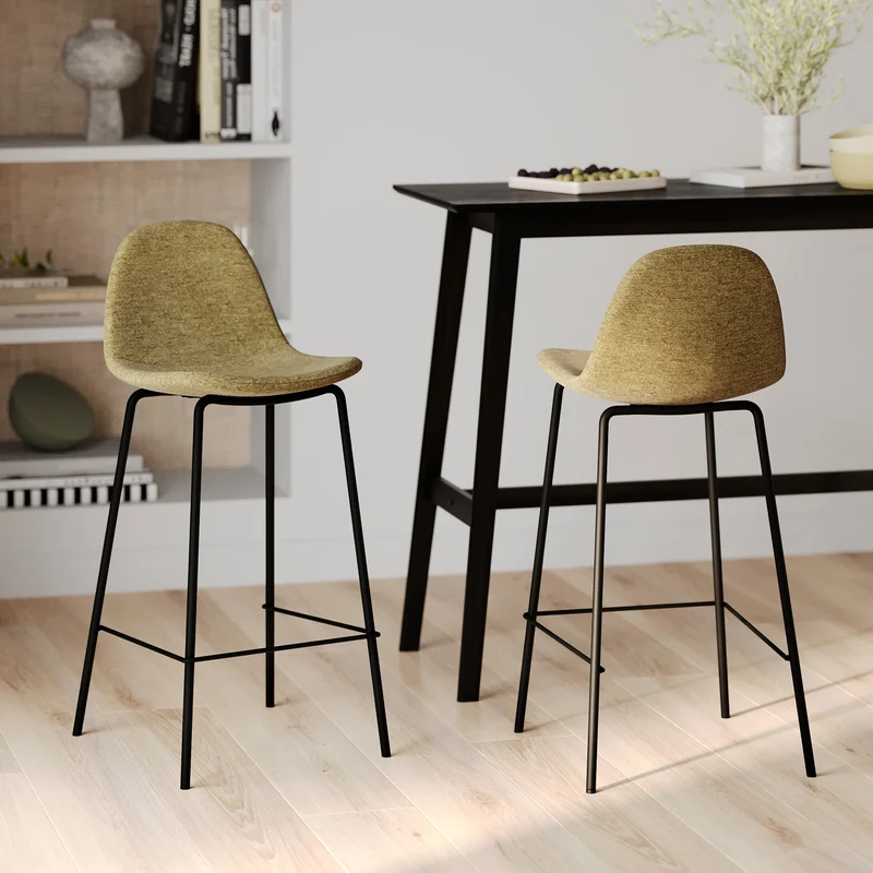 Chaise pour îlot central Henrik en tissu vert kaki 65,5 cm (lot de 2)