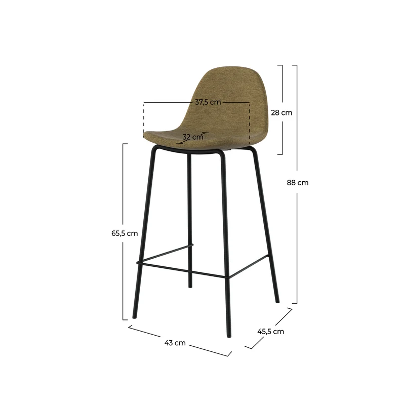 Chaise pour îlot central Henrik en tissu vert kaki 65,5 cm (lot de 2)