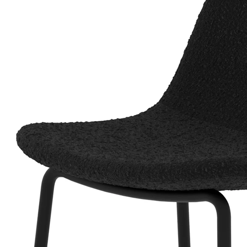 Chaise pour îlot central Henrik en tissu bouclette noir 65,5 cm (lot de 2)