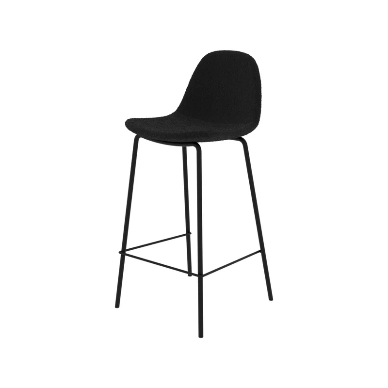 Chaise pour îlot central Henrik en tissu bouclette noir 65,5 cm (lot de 2)