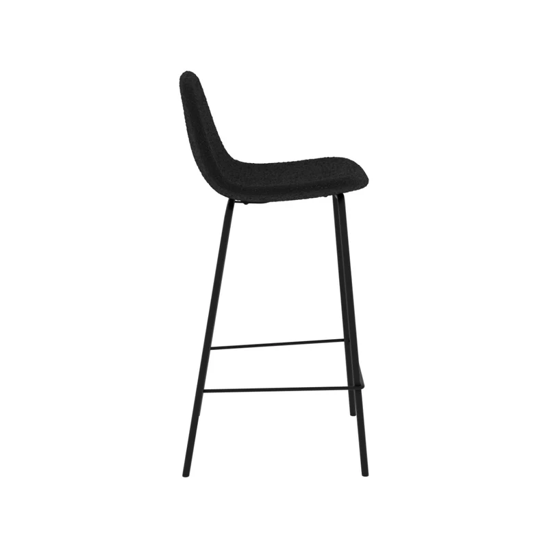 Chaise pour îlot central Henrik en tissu bouclette noir 65,5 cm (lot de 2)