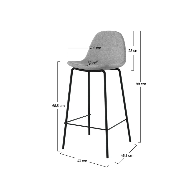 Chaise pour îlot central Henrik en tissu gris clair 65,5 cm (lot de 2)