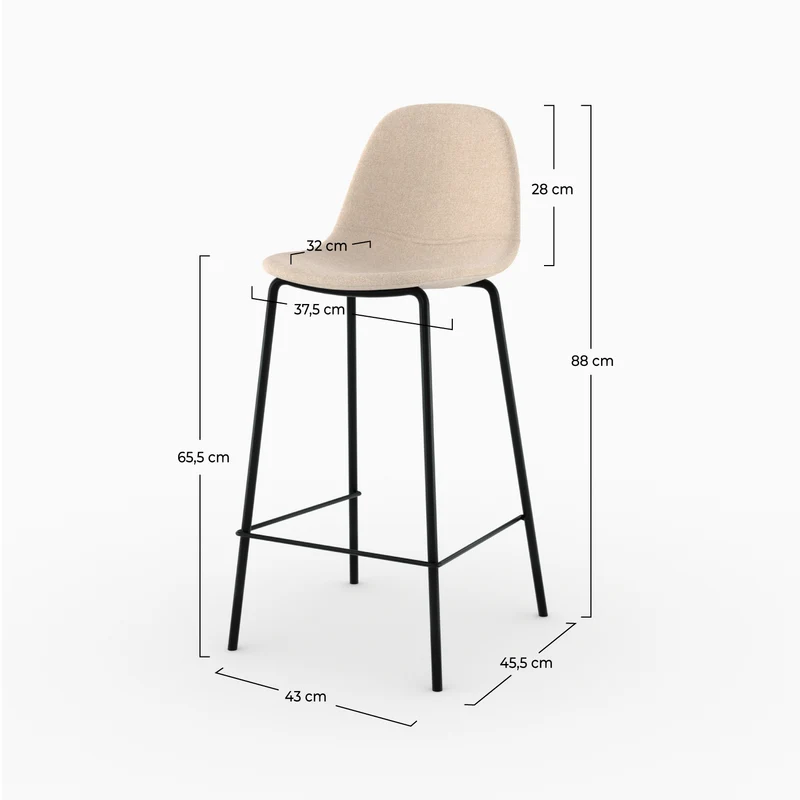 Chaise pour îlot central Henrik en tissu beige 65,5 cm (lot de 2)