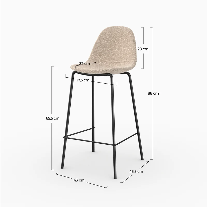 Chaise pour îlot central Henrik en tissu bouclette beige 65,5 cm (lot de 2)