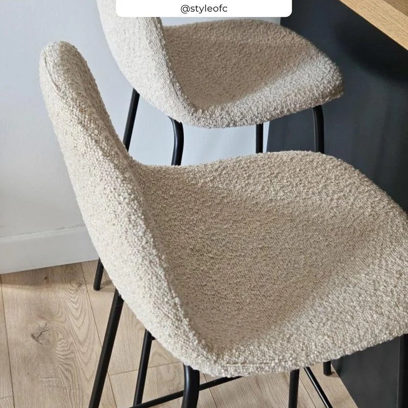 Chaise pour îlot central Henrik en tissu bouclette beige 65,5 cm (lot de 2)