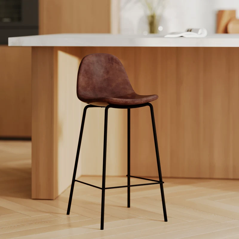 Chaise pour îlot central Henrik en cuir synthétique marron 65 cm