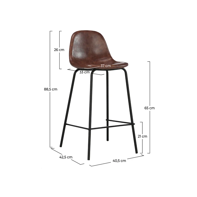 Chaise pour îlot central Henrik en cuir synthétique marron 65 cm