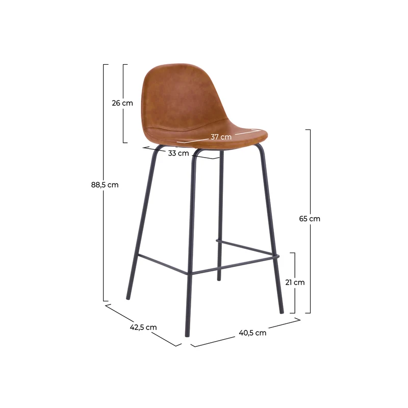 Chaise pour îlot central Henrik en cuir synthétique camel 65 cm (lot de 2)