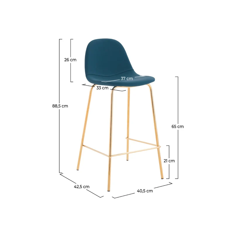 Chaise pour îlot central Henrik en cuir synthétique bleu 65 cm (lot de 2)